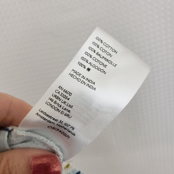 Pilcro Stripe Tee Ruffle Sleeve T Shirt Boho Oversized Blue White Stripe size XS - Picture 6 of 7